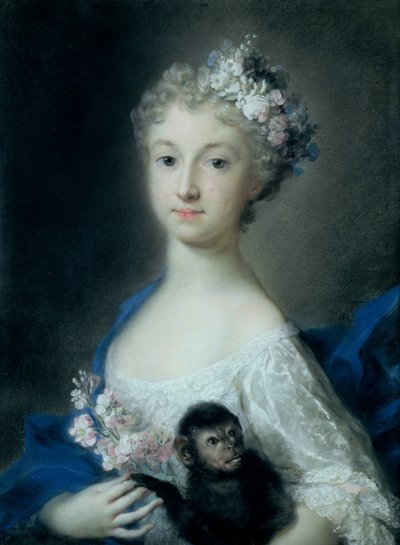 Girl holding a monkey by Rosalba Giovanna Carriera